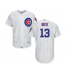 Men's Chicago Cubs #13 David Bote White Home Flex Base Authentic Collection Baseball Player Jersey