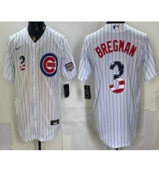 Men's Chicago Cubs #3 Alex Bregman White USA 250 Fourth of July Home Stadium Stitched Jersey