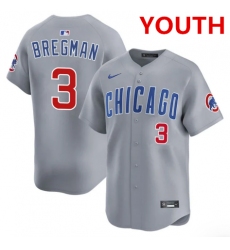 Youth Chicago Cubs #3 Alex Bregman nike Gray road limited jersey