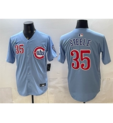 Men's Chicago Cubs #35 Justin Steele Blue 2024 25 2nd Alternate Limited Stitched Baseball Jersey