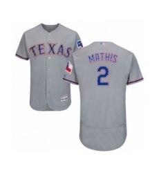 Men's Texas Rangers #2 Jeff Mathis Grey Road Flex Base Authentic Collection Baseball Player Jersey