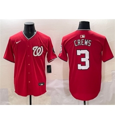 Men's Washington Nationals #3 Dylan Crews Red Limited Stitched Baseball Jersey