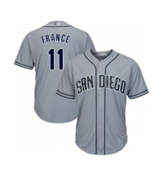 Women's San Diego Padres #11 Ty France Authentic Grey Road Cool Base Baseball Player Jersey