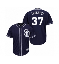 Youth San Diego Padres #37 Joey Lucchesi Authentic Navy Blue Alternate 1 Cool Base Baseball Player Jersey