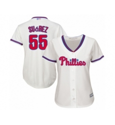 Women's Philadelphia Phillies #55 Ranger Suarez Authentic Cream Alternate Cool Base Baseball Player Jersey