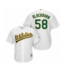 Youth Oakland Athletics #58 Paul Blackburn Authentic White Home Cool Base Baseball Player Jersey