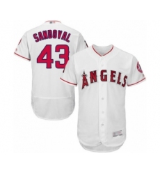Men's Los Angeles Angels of Anaheim #43 Patrick Sandoval White Home Flex Base Authentic Collection Baseball Player Jersey