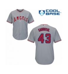 Youth Los Angeles Angels of Anaheim #43 Patrick Sandoval Authentic Grey Road Cool Base Baseball Player Jersey
