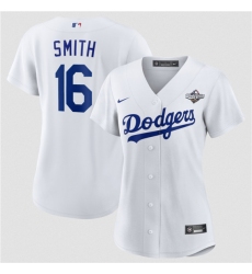 Women's Los Angeles Dodgers #16 Will Smith White 2025 World Series Home Cool Base Stitched Baseball Jersey(Run Small)