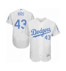 Men's Los Angeles Dodgers #43 Edwin Rios Authentic White 2016 Father's Day Fashion Flex Base Baseball Player Jersey