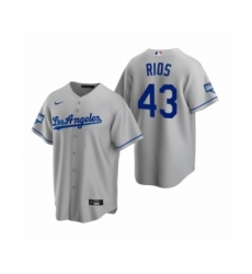 Men's Los Angeles Dodgers #43 Edwin Rios Gray 2020 World Series Champions Replica Jerseys