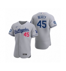 Men's Los Angeles Dodgers #45 Matt Beaty Gray 2020 World Series Champions Authentic Jerseys