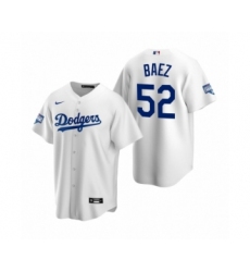 Men's Los Angeles Dodgers #52 Pedro Baez White 2020 World Series Champions Replica Jersey