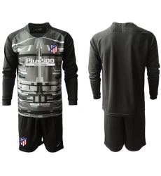 Atletico Madrid Blank Black Goalkeeper Long Sleeves Soccer Club Jersey