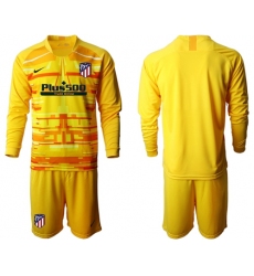 Atletico Madrid Blank Yellow Goalkeeper Long Sleeves Soccer Club Jersey
