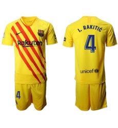 Barcelona #4 I.Rakitic Yellow Soccer Club Jersey