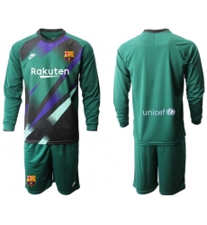 Barcelona Blank Green Goalkeeper Long Sleeves Soccer Club Jersey