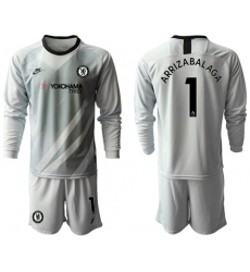 Chelsea #1 Arrizabalaga Grey Goalkeeper Long Sleeves Soccer Club Jersey