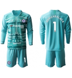 Chelsea #1 Arrizabalaga Light Blue Goalkeeper Long Sleeves Soccer Club Jersey