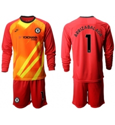 Chelsea #1 Arrizabalaga Red Goalkeeper Long Sleeves Soccer Club Jersey