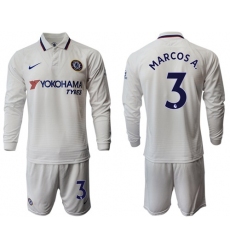 Chelsea #3 Marcos A. Away Long Sleeves Soccer Club Jersey