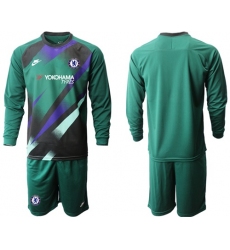 Chelsea Blank Green Goalkeeper Long Sleeves Soccer Club Jersey