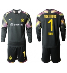 Dortmund #1 Burki Black Goalkeeper Long Sleeves Soccer Club Jersey