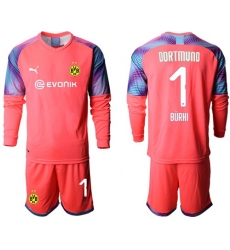 Dortmund #1 Burki Pink Goalkeeper Long Sleeves Soccer Club Jersey