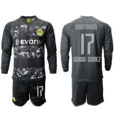 Dortmund #17 Sergio Gomez Away Long Sleeves Soccer Club Jersey