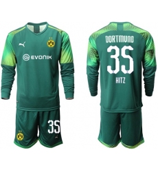 Dortmund #35 Hitz Army Green Goalkeeper Long Sleeves Soccer Club Jersey