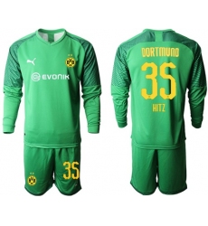 Dortmund #35 Hitz Green Goalkeeper Long Sleeves Soccer Club Jersey