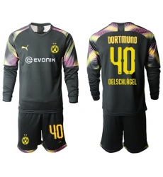 Dortmund #40 Oelschlagel Black Goalkeeper Long Sleeves Soccer Club Jersey