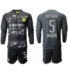 Dortmund #5 Hakimi Away Long Sleeves Soccer Club Jersey
