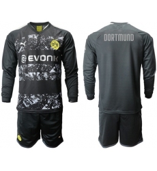 Dortmund Blank Away Long Sleeves Soccer Club Jersey