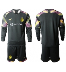 Dortmund Blank Black Goalkeeper Long Sleeves Soccer Club Jersey