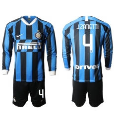 Inter Milan #4 J.Zanetti Home Long Sleeves Soccer Club Jersey