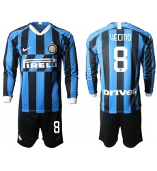 Inter Milan #8 Vecino Home Long Sleeves Soccer Club Jersey