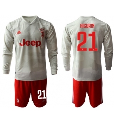 Juventus #21 Higuain Away Long Sleeves Soccer Club Jersey