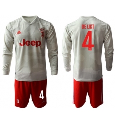 Juventus #4 De Ligt Away Long Sleeves Soccer Club Jersey