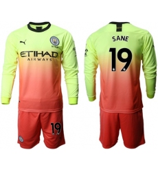 Manchester City #19 Sane Third Long Sleeves Soccer Club Jersey