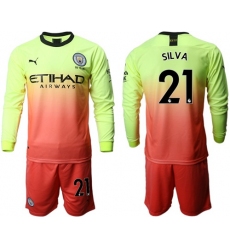 Manchester City #21 Silva Third Long Sleeves Soccer Club Jersey