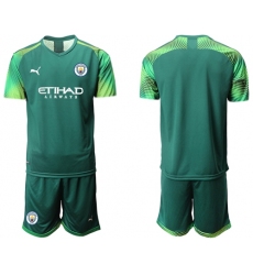 Manchester City Blank Army Green Goalkeeper Soccer Club Jersey