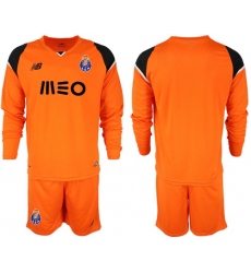 Oporto Blank Orange Goalkeeper Long Sleeves Soccer Club Jersey