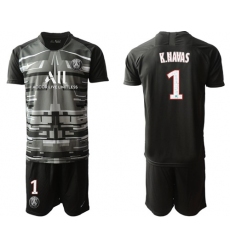 Paris Saint-Germain #1 K.Navas Black Goalkeeper Soccer Club Jersey