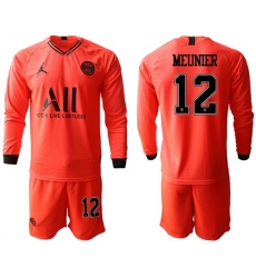 Paris Saint-Germain #12 Meunier Red Jordan Long Sleeves Soccer Club Jersey