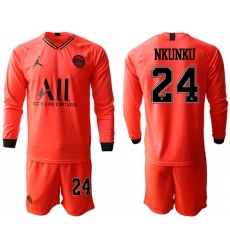 Paris Saint-Germain #24 Nkunku Red Jordan Long Sleeves Soccer Club Jersey