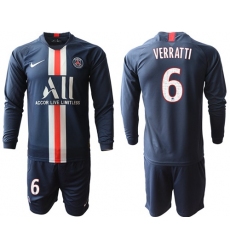 Paris Saint-Germain #6 Verratti Home Long Sleeves Soccer Club Jersey