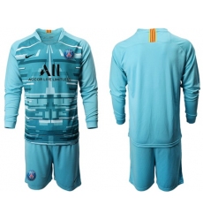 Paris Saint-Germain Blank Light Blue Goalkeeper Long Sleeves Soccer Club Jersey