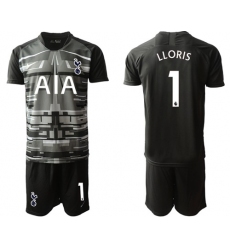 Tottenham Hotspur #1 Lloris Black Goalkeeper Soccer Club Jersey