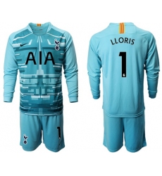 Tottenham Hotspur #1 Lloris Light Blue Goalkeeper Long Sleeves Soccer Club Jersey